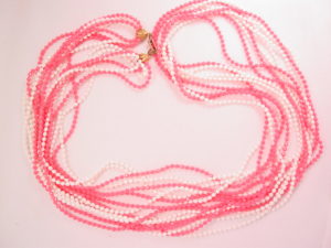 Fun Pink and White Light Plastic Necklace