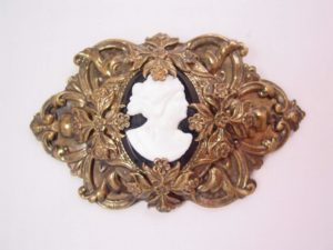 Huge Art Nouveau Style Cameo Pin