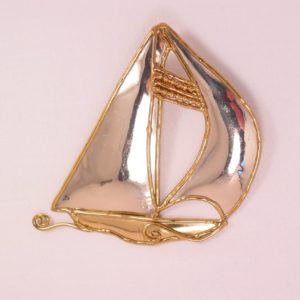 Handwrought Large Sailboat Brooch/Pendant