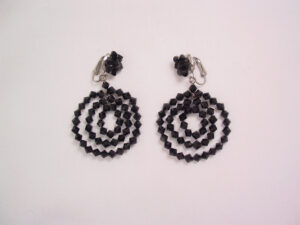 Black Crystal Triple-Loop Earrings