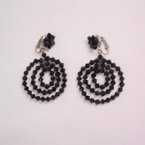Black Crystal Triple-Loop Earrings