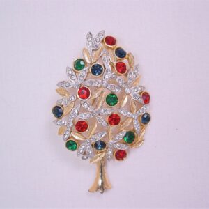 Elegant Rhinestone Christmas Tree Pin by Sphinx