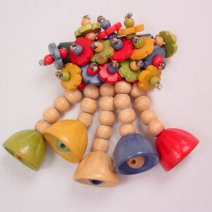 Old Czechoslovakian Wooden Dangling Floral Pin