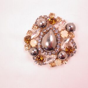 Imitation Hematite and Brown Rhinestone Pin