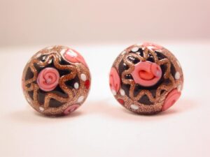 Black Venetian Glass Wedding Cake Earrings