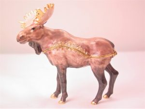 Enameled Moose Jewelry Box