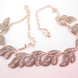 Silvertone Filigree Waves Necklace Made in West Germany