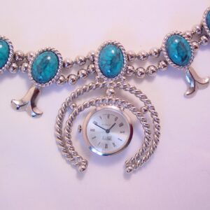 Imitation Turquoise Squash Blossom Necklace with Omicron Wind-Up Watch in Naja