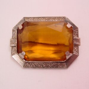 Art Deco Topaz-Colored Rectangle Pin
