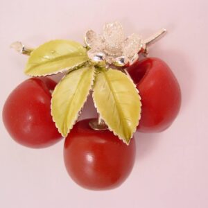 3 Rubber Cherries and Leaves Pin