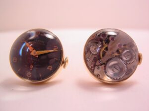 Fantastic “Geneve Precision” Working Wind-Up Watch and Mechanism Cuff Links