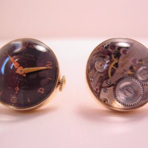 Fantastic “Geneve Precision” Working Wind-Up Watch and Mechanism Cuff Links