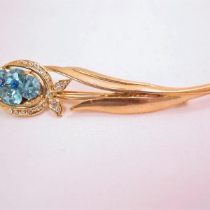 Simple Yet Elegant Blue Flower Bud Brooch
