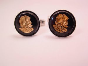Intaglio Roman Soldier Round Cuff Links