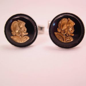 Intaglio Roman Soldier Round Cuff Links