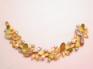 Yellow and Aurora Borealis Rhinestone Kramer of NY Bracelet