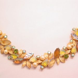 Yellow and Aurora Borealis Rhinestone Kramer of NY Bracelet