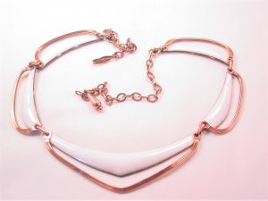 Art Deco Copper and White Enamel Matisse Necklace
