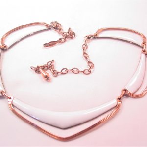 Art Deco Copper and White Enamel Matisse Necklace