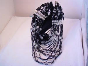 Huge 30-Strand Black and Aurora Borealis Necklace