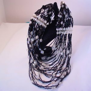 Huge 30-Strand Black and Aurora Borealis Necklace