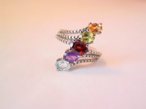Rainbow of Stones Stainless Steel Ring