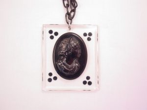 Old Black Plastic and Lucite Necklace