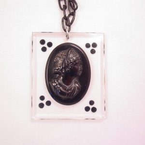 Old Black Plastic and Lucite Necklace