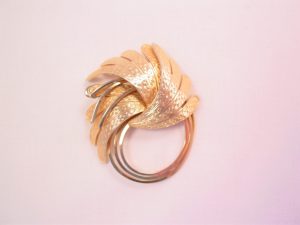 Woven-Textured Modern Goldtone Corocraft Pin