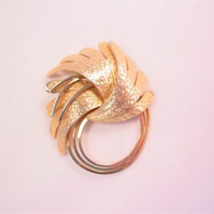 Woven-Textured Modern Goldtone Corocraft Pin
