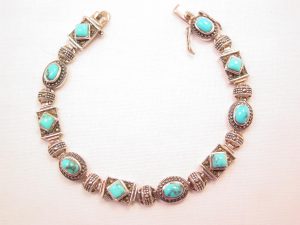 Turquoise and Marcasite Sterling Bracelet