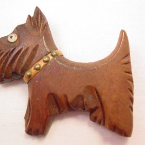 Old Carved Wood Scottie Dog Pin