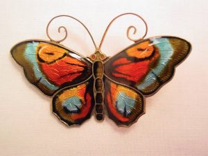 David Andersen Sterling and Enamel Butterfly Pin