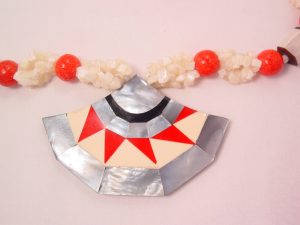 Lee Sands-Style Indian Influence Red and Gray Necklace
