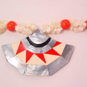Lee Sands-Style Indian Influence Red and Gray Necklace