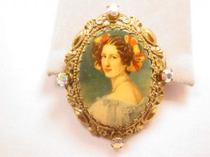 Portrait and Aurora Borealis West Germany Pin