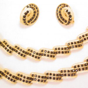 Black Rhinestone and Goldtone Trifari Parure