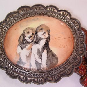 Snake Skin Belt with Robert Kelley Sterling Belt Buckle with Hand-Painted Spaniels