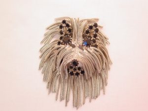 Shaggy Silvertone Dog Pin