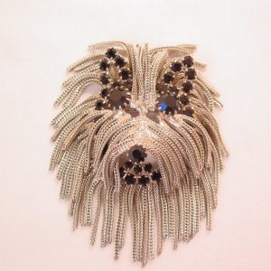 Shaggy Silvertone Dog Pin