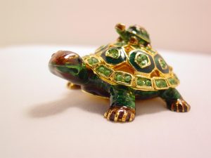 Enamel Turtle and Baby Turtle Trinket Box