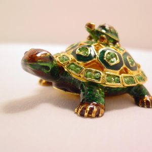 Enamel Turtle and Baby Turtle Trinket Box