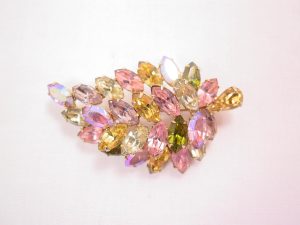 Olive, Pink and Yellow Weiss Leaf Pin