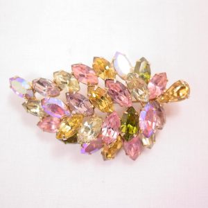 Olive, Pink and Yellow Weiss Leaf Pin