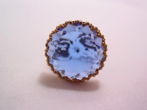 Gorgeous West German Sapphire Blue Rhinestone Ring