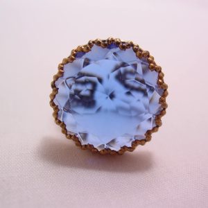 Gorgeous West German Sapphire Blue Rhinestone Ring