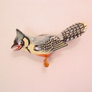 Wooden Blue Jay with Wire Talons Pin