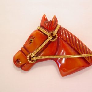 Bakelite Rust-Colored Horse Head Pin