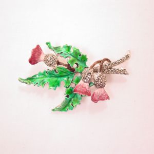 Marcasite and Enamel Thistle Pin