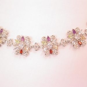 Rainbow Flower Sterling Bracelet